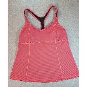 Nike Women's Red Striped Tank Top Racerback Built-In Bra Size Large